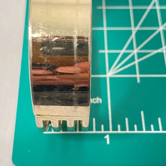 Chunky Gold Tone Hinge Bracelet Geometric Pattern - Picture 10 of 10